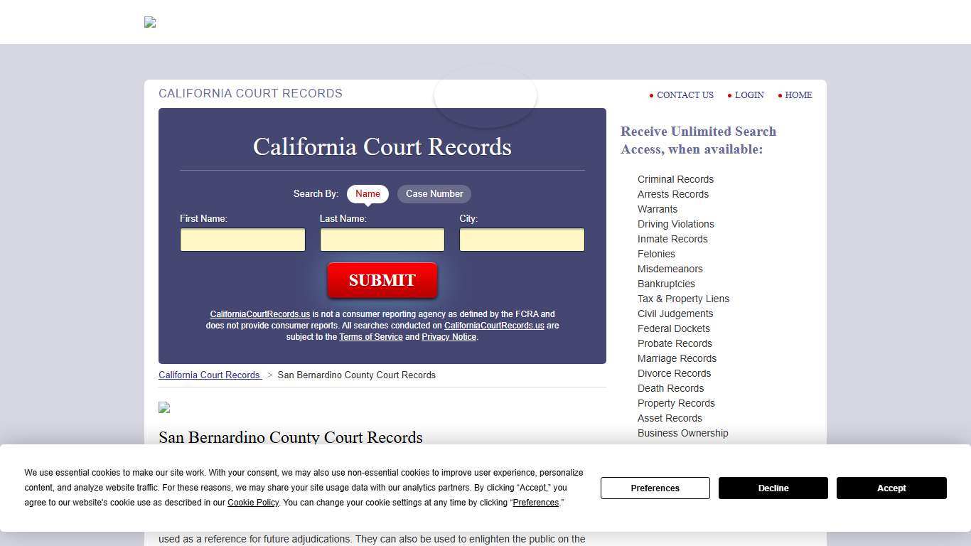 San Bernardino County Court Records | CaliforniaCourtRecords.us